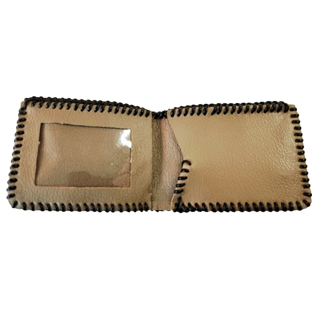 PROUD TO BE AN AMERICAN VETERAN! Handmade Gray Leather Billfold Wallet Bifold